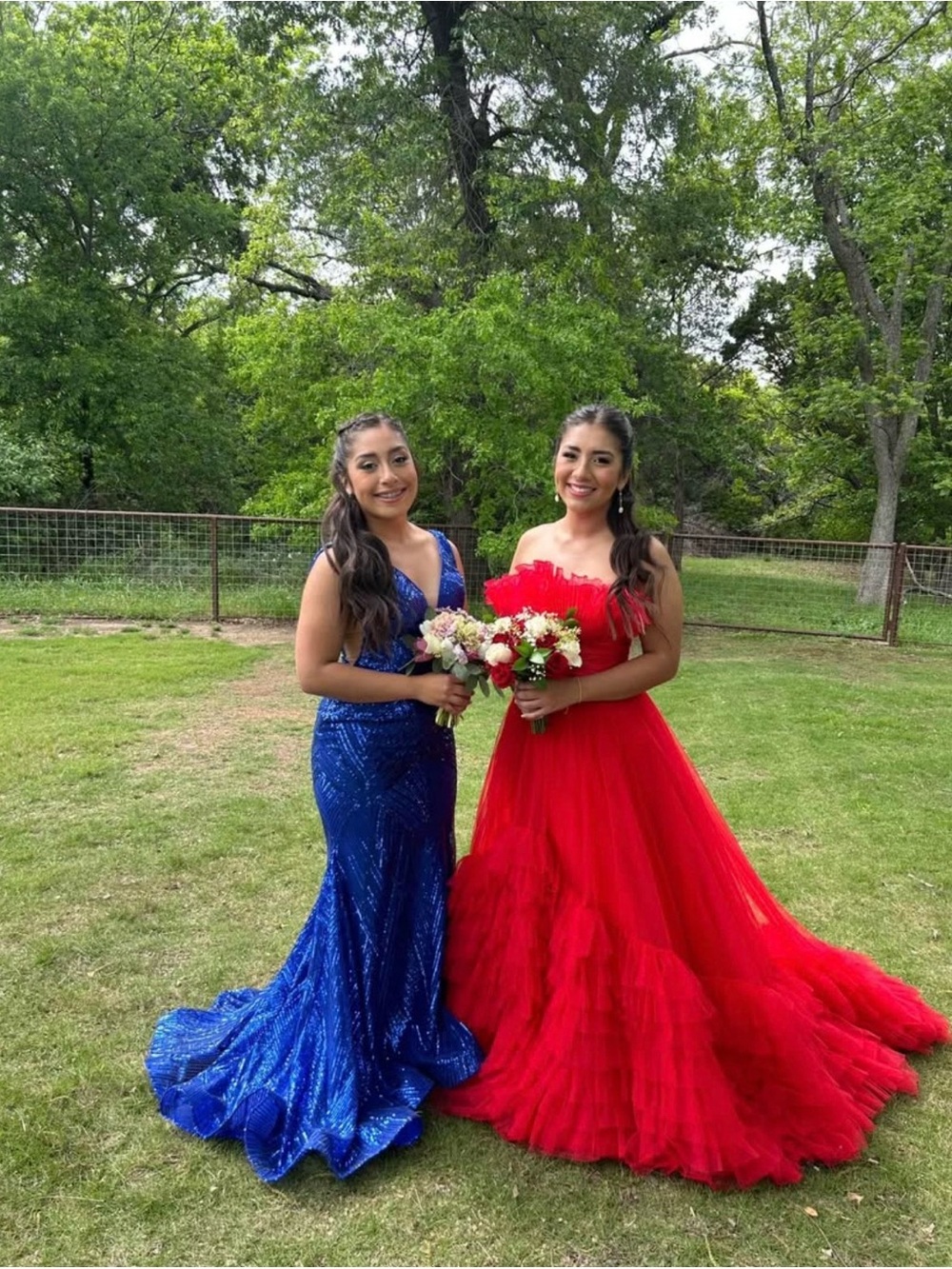 Sherri Hill Red Strapless Tulle Ball Gown Dress - Women